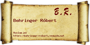 Behringer Róbert névjegykártya